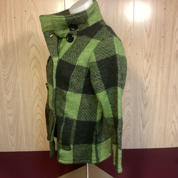 Green & Black Plaid cropped wool jacket womens size medium Keren Hart - Picture 5 of 8